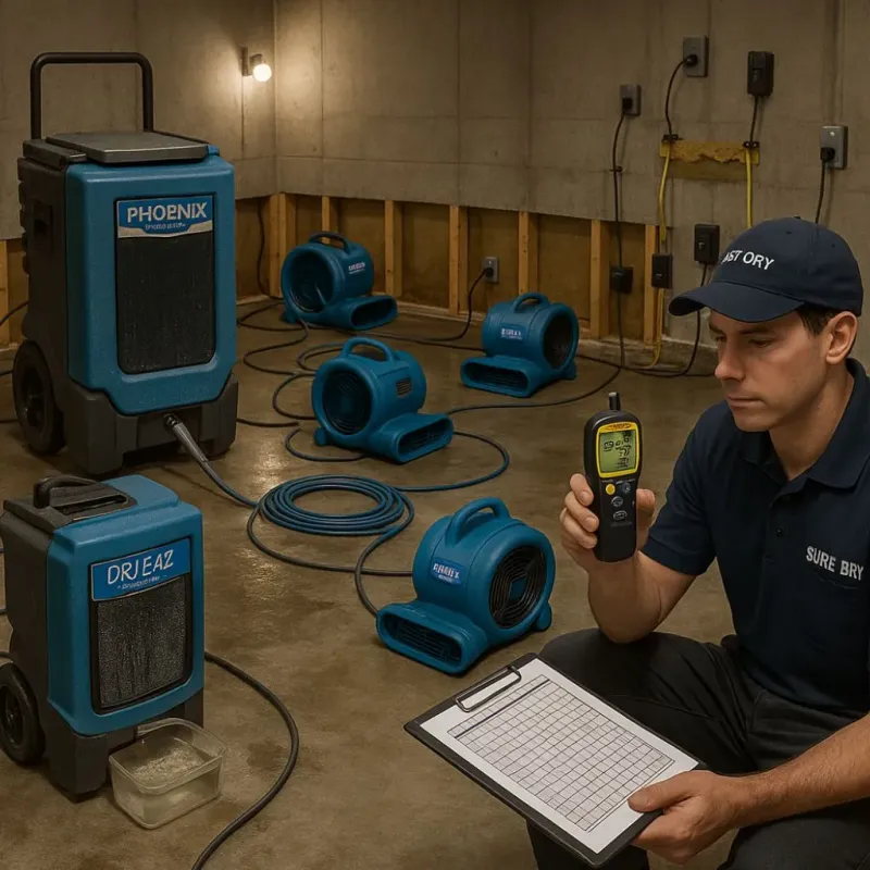 Structural Drying and Dehumidification process in Clinton, AR